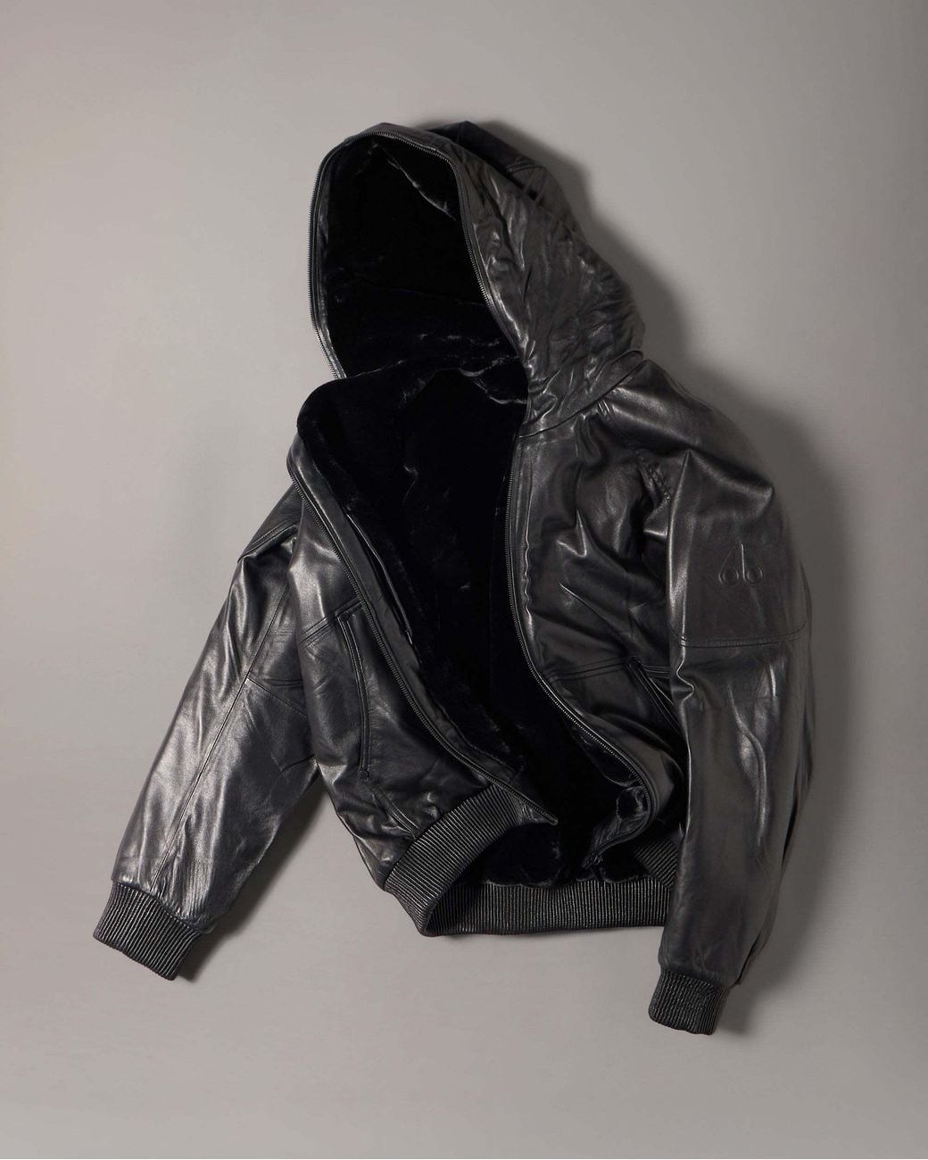 Moose Knuckles Black Neo Bunny Leather Jacket for men