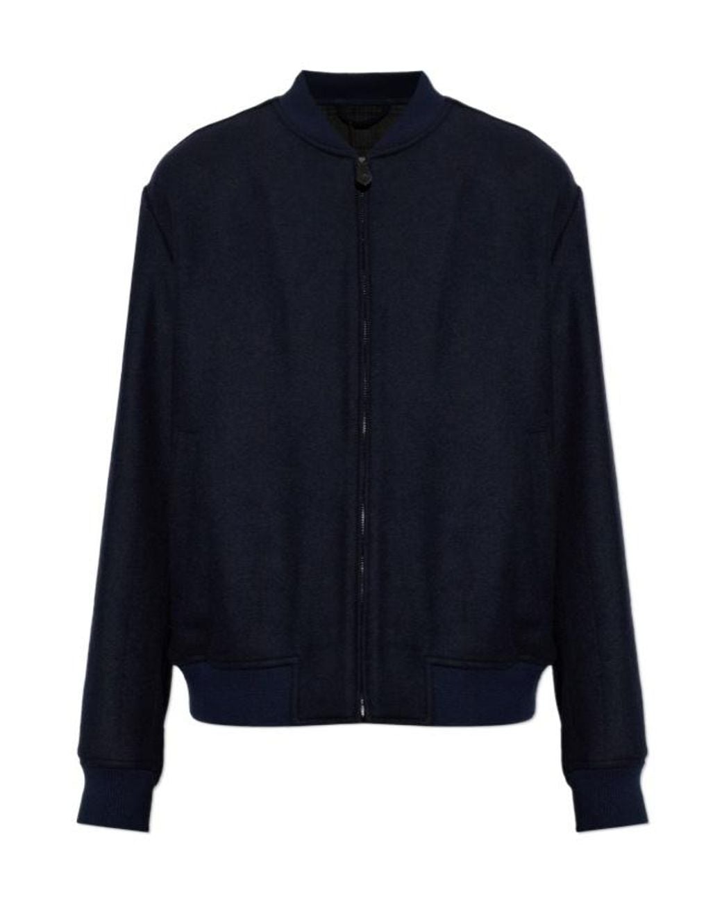 Etro Blue Wool Blend Zipup Bomber Jacket for men