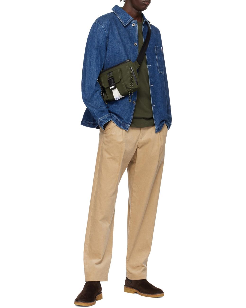 A.P.C. Blue Logo Patch Denim Overshirt for men