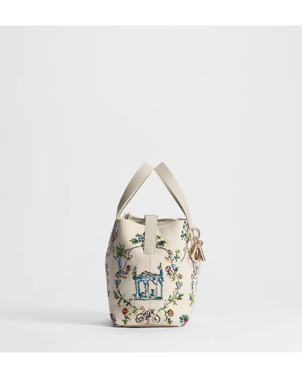 Dior White Iviera Small Toujours Vertical Tote Bag