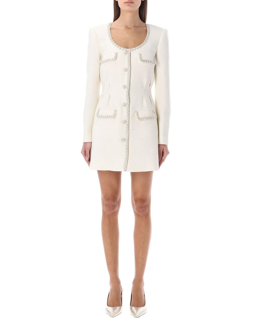 Self-Portrait Gray Round Neck Dress