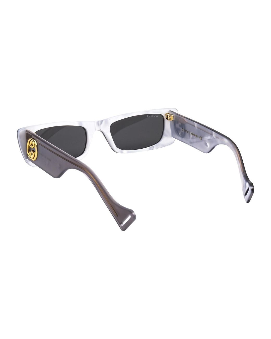 Gucci White Eyewear Rectangle Frame Sunglasses