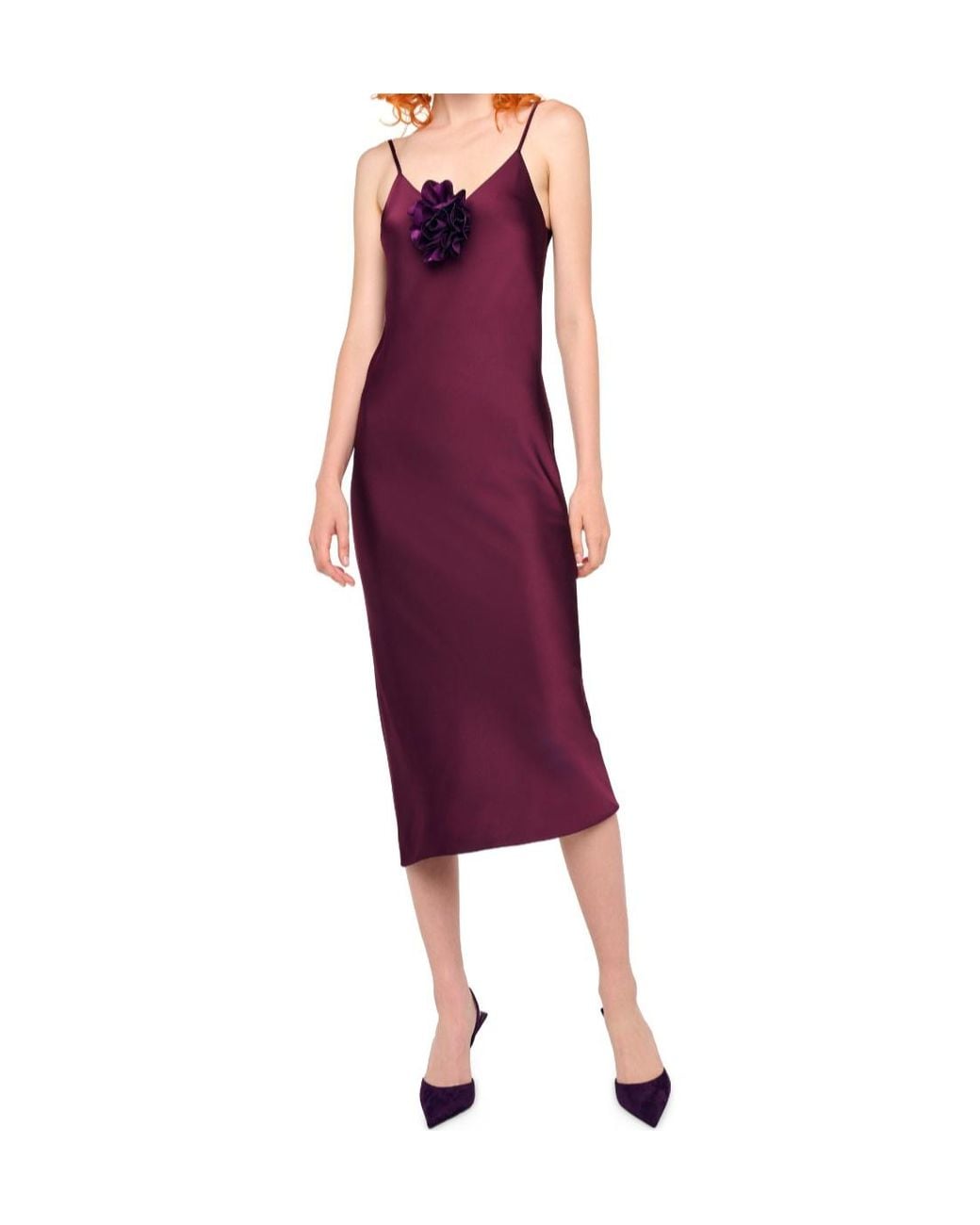 Norma Kamali Purple Bias Slip Midi Dress