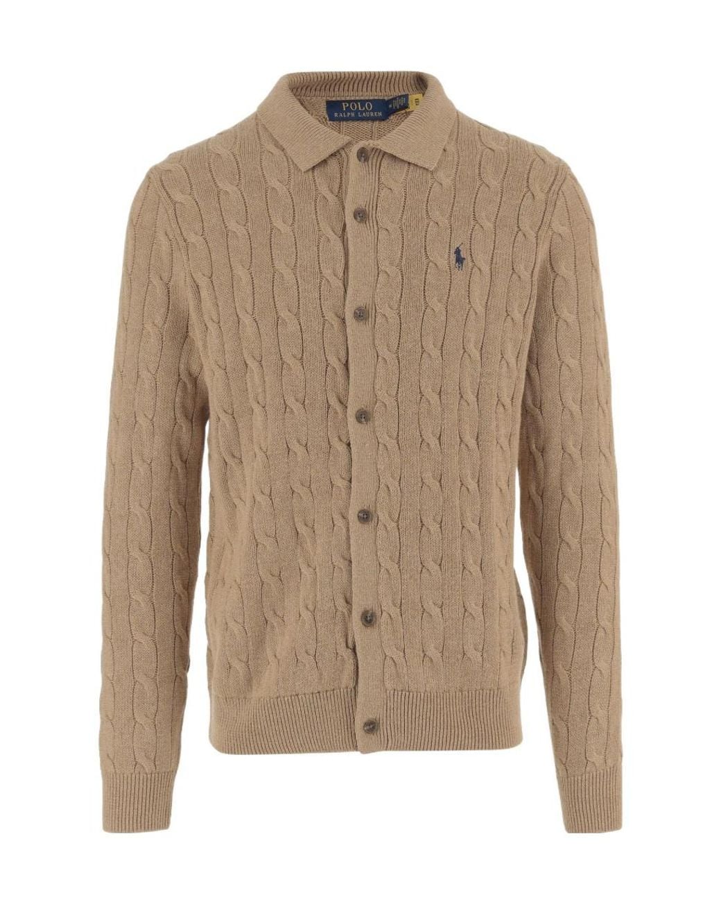 Polo Ralph Lauren Brown Logo Embroidered Buttoned Cardigan for men