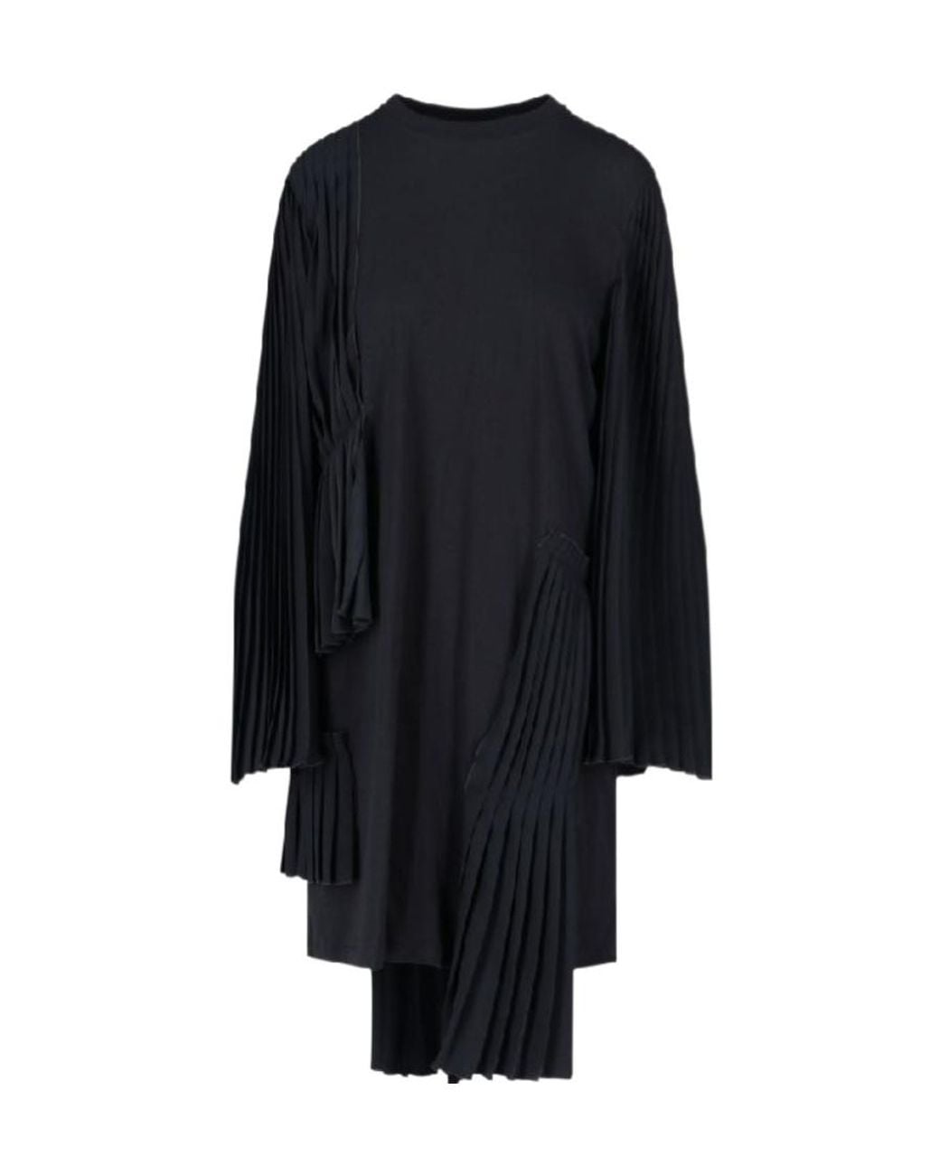 MM6 by Maison Margiela Blue Pleat Detailed Crewneck Dress
