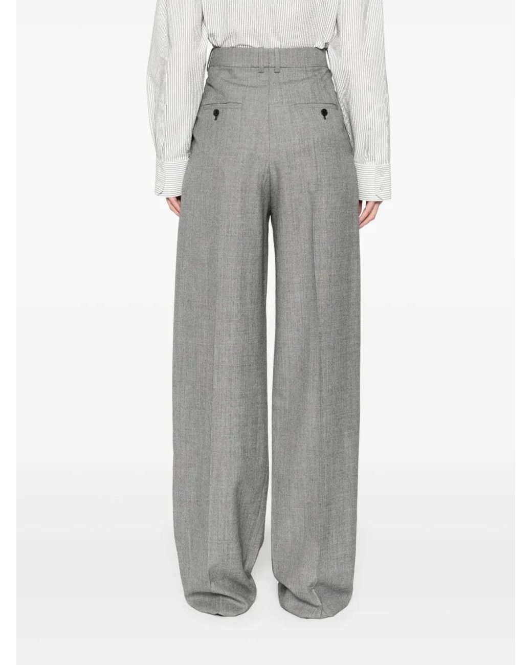 Saint Laurent Gray High Waist Wide Leg Pants