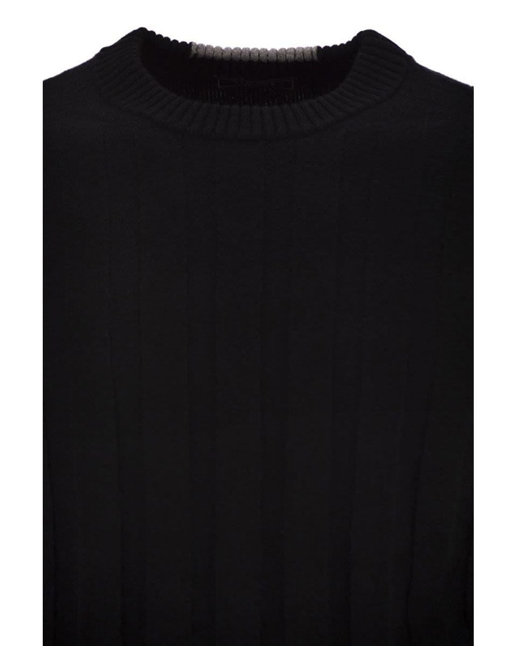 Peserico Black Ribbed-Collar Sweater for men