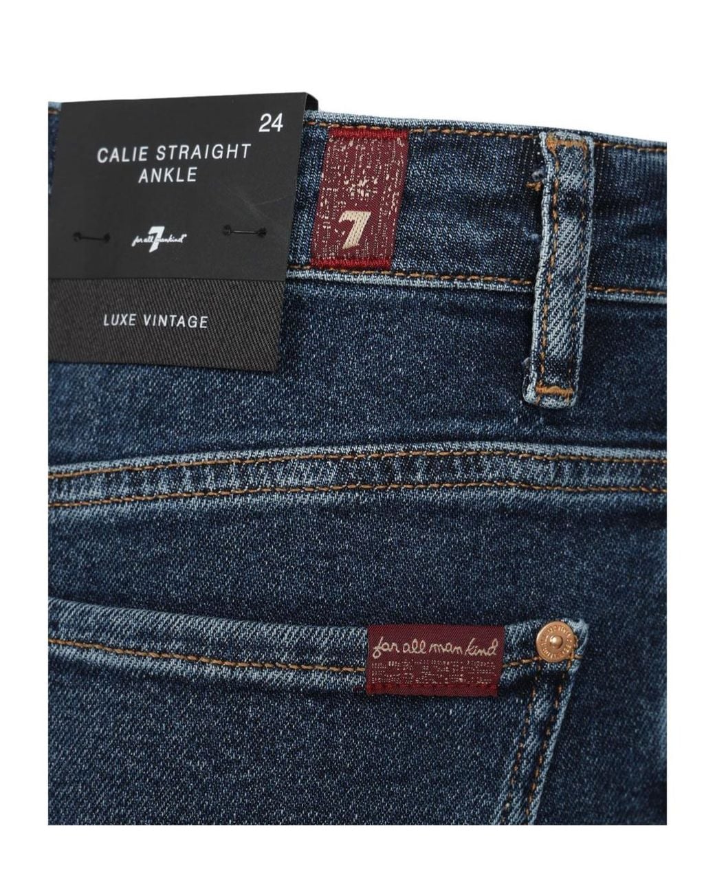 7 For All Mankind Blue Calie Straight Ankle Jeans