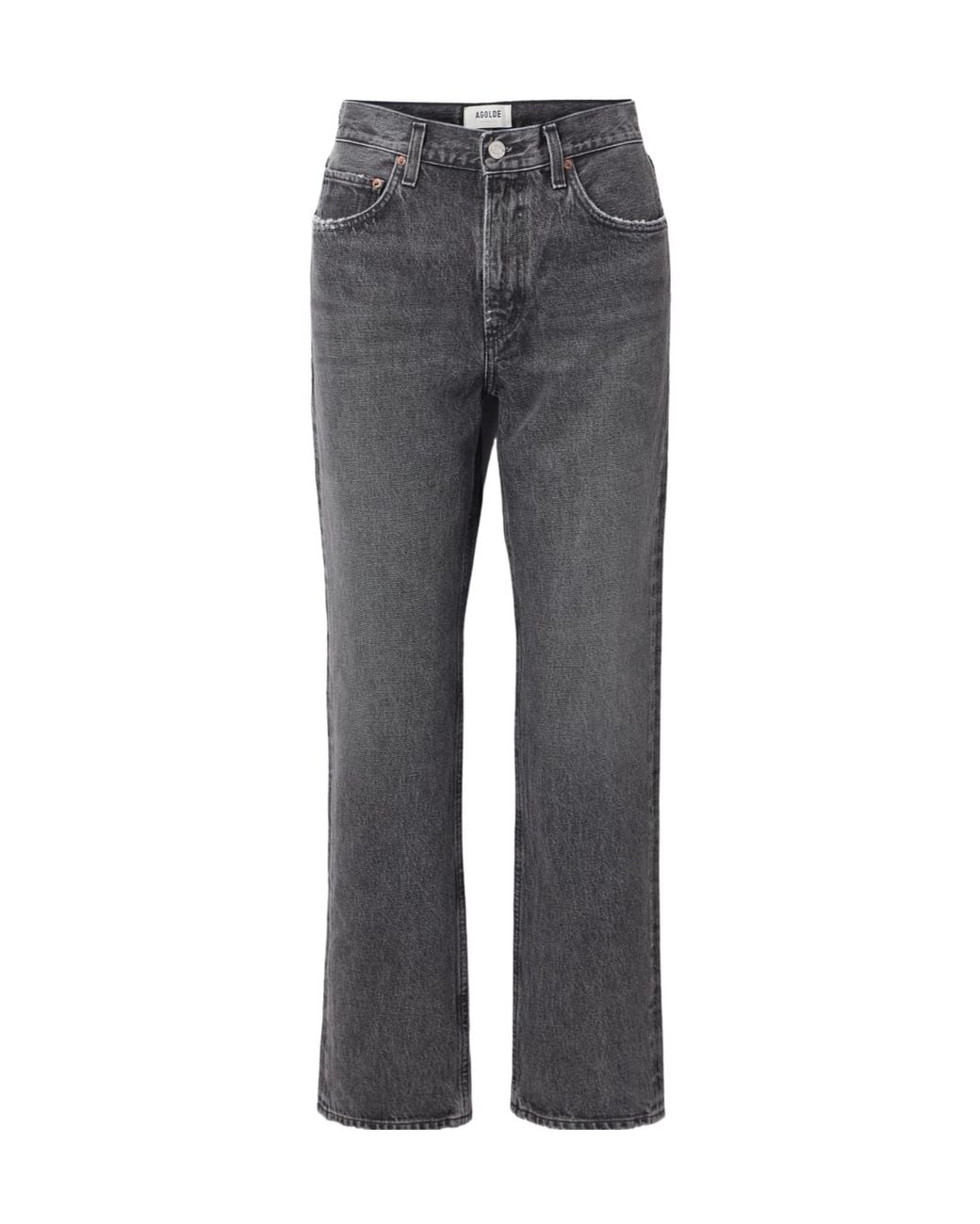 Agolde Gray Mid-Rise Straight-Leg Denim Trousers