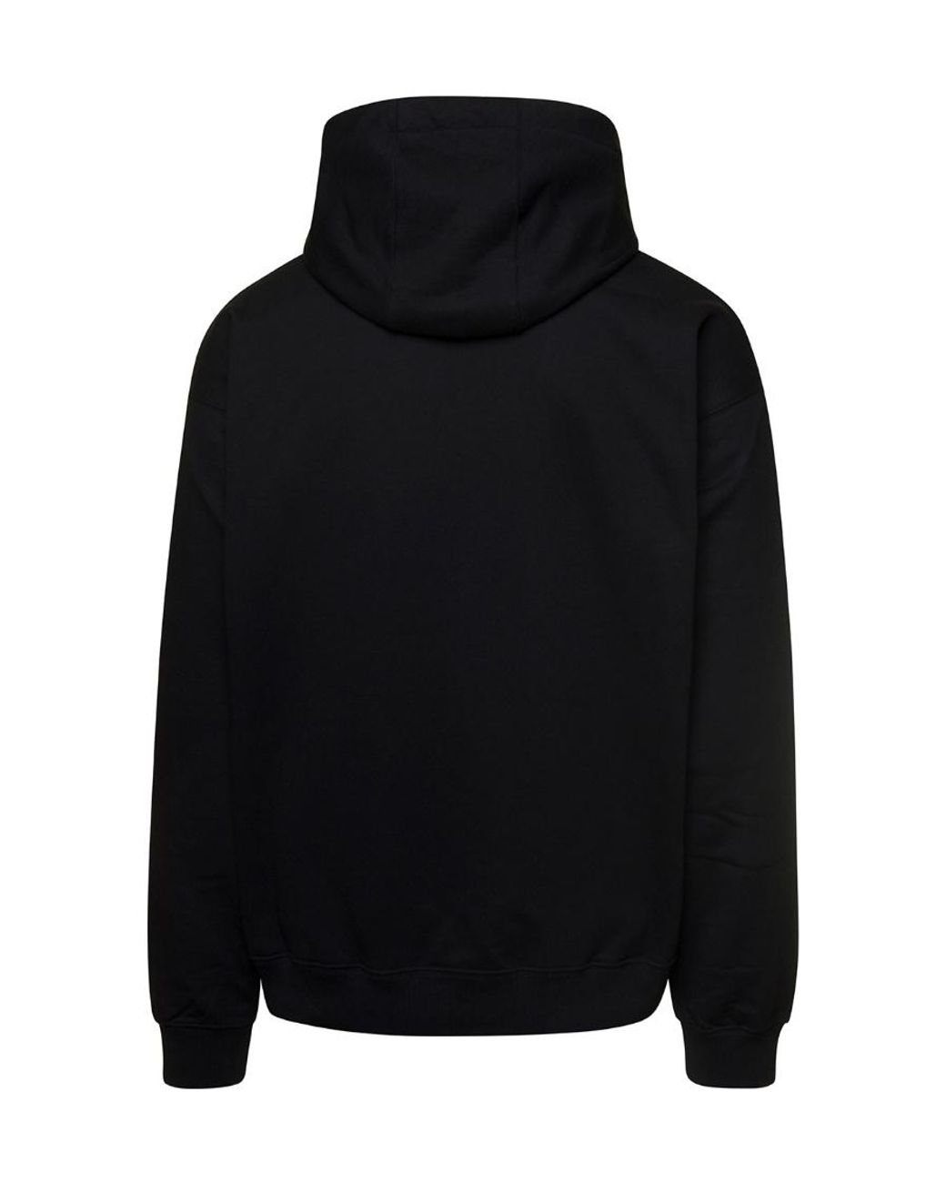 Versace Black Embroidered-90S Vintage Logo Drawstring Hoodie for men
