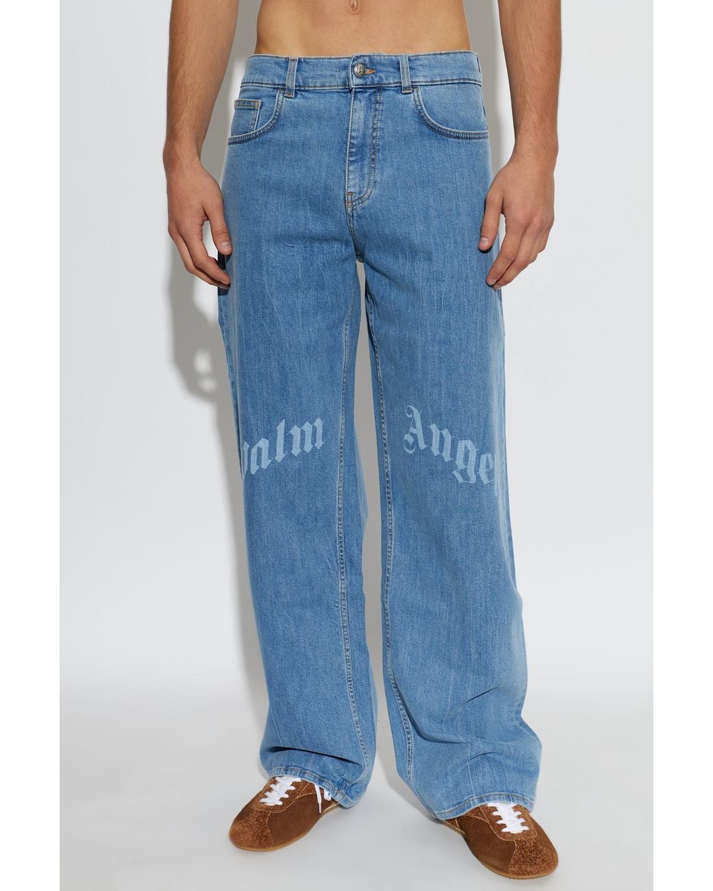 Palm Angels Blue Belt-Loop Jeans for men