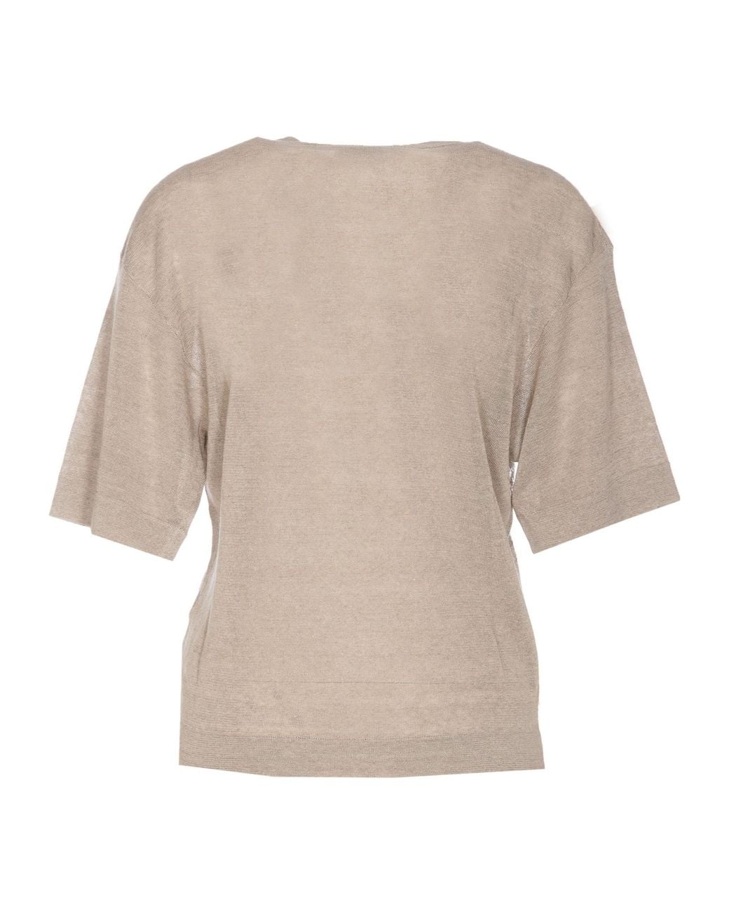 Brunello Cucinelli Natural Crewneck Knitted Top