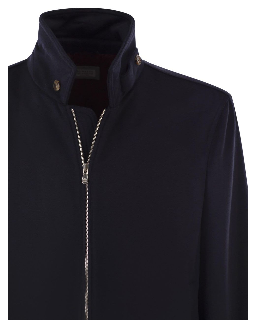 Brunello Cucinelli Blue Stand-Collar Wool Jacket for men