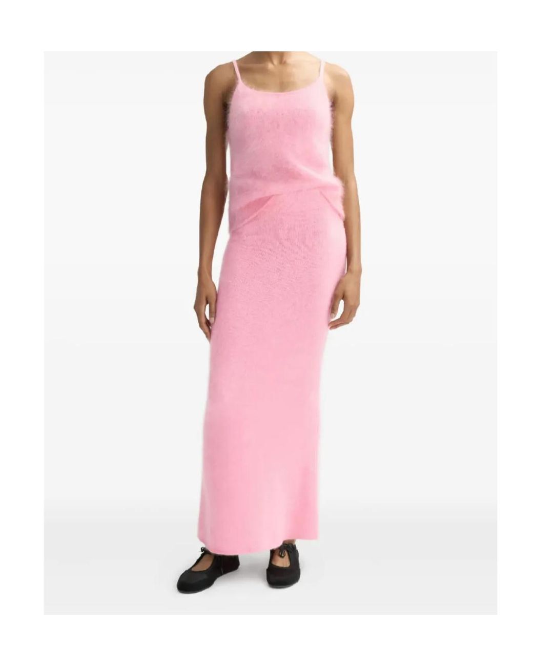 Soft Goat Pink Cashmere Maxi Skirt