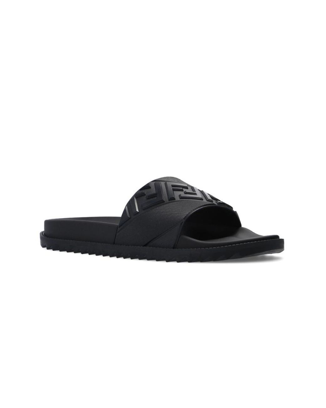 Fendi Black Ff Motif Embossed Slides for men