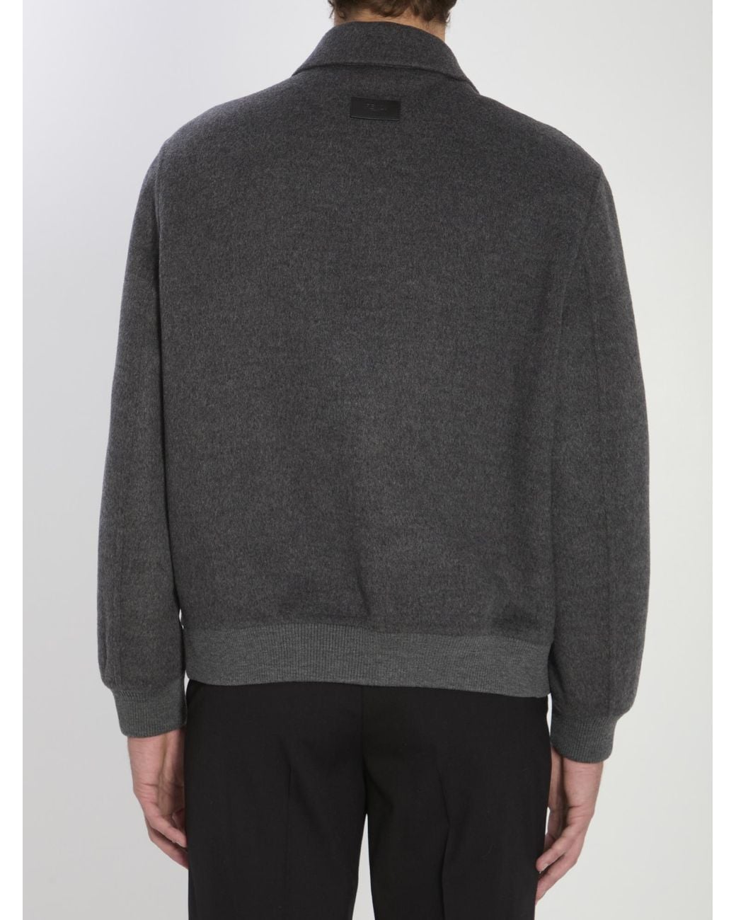 Fendi Gray Double Wool Jacket With Ff Detail for men