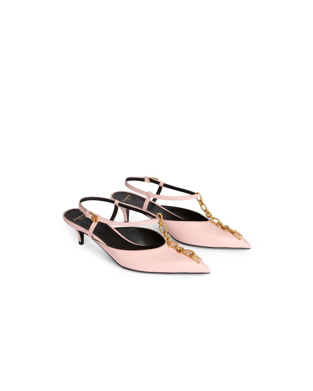 Balmain Pink Sync Chain Kitten Slingbacks