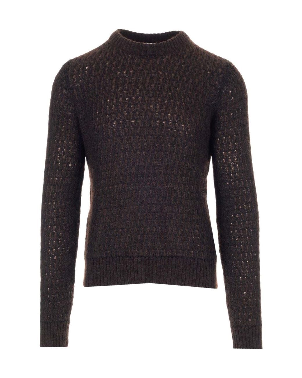 Bottega Veneta Blue Wool Mohair Lace Effect Pullover for men