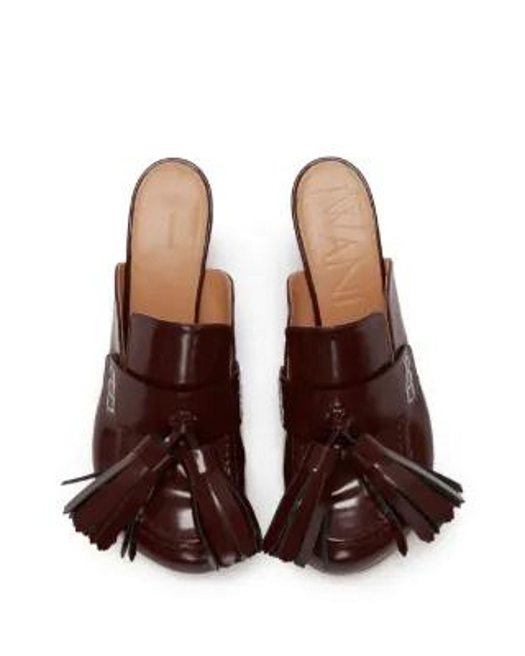 J.W. Anderson Brown Tassel-Detail Leather Mules