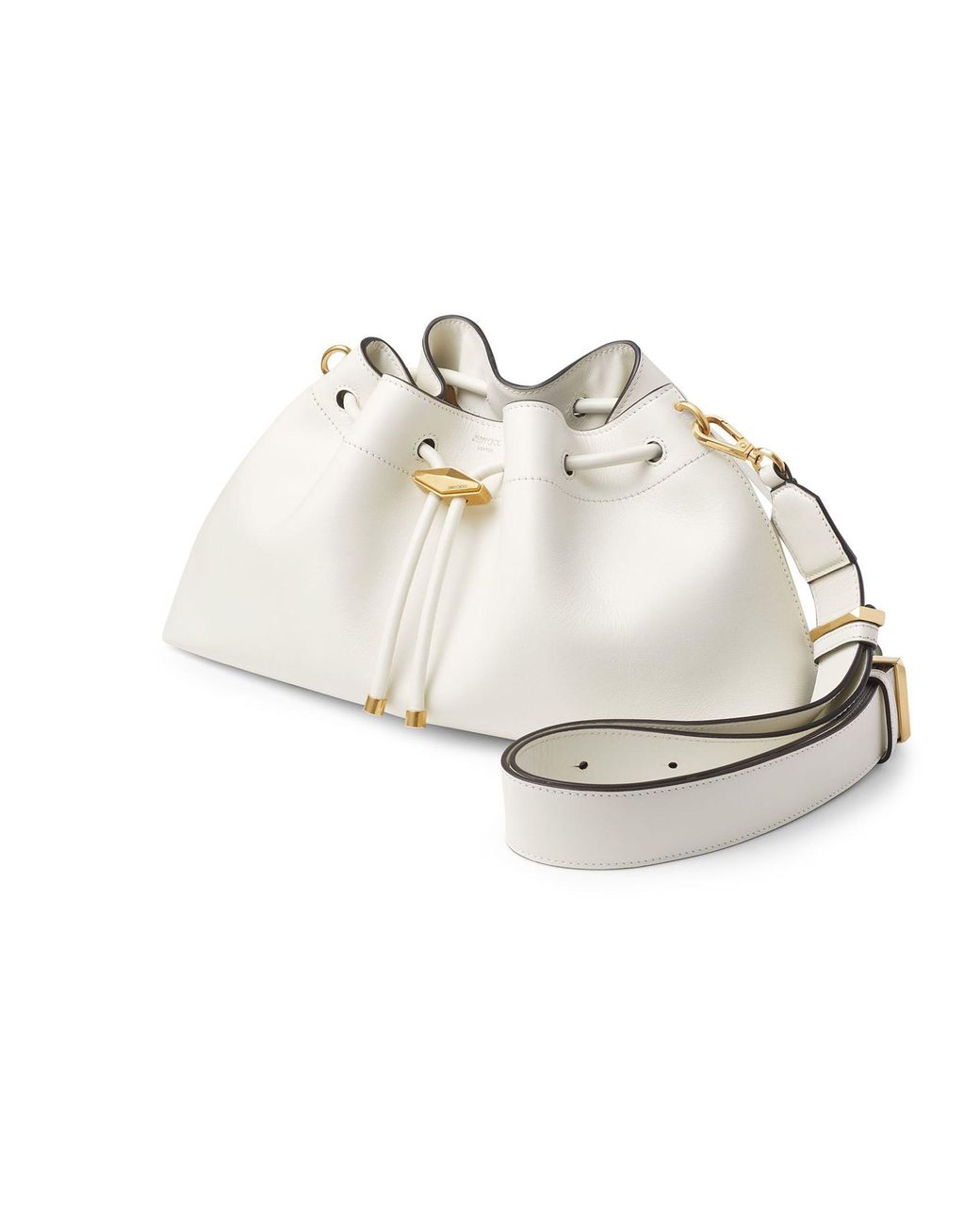Jimmy Choo White Drawstring Shoulder Bag