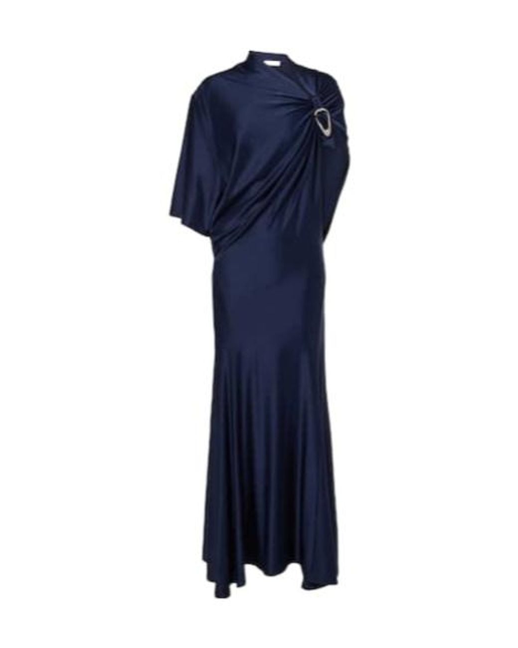 Rabanne Blue Draped Asymmetric Jersey Maxi Dress