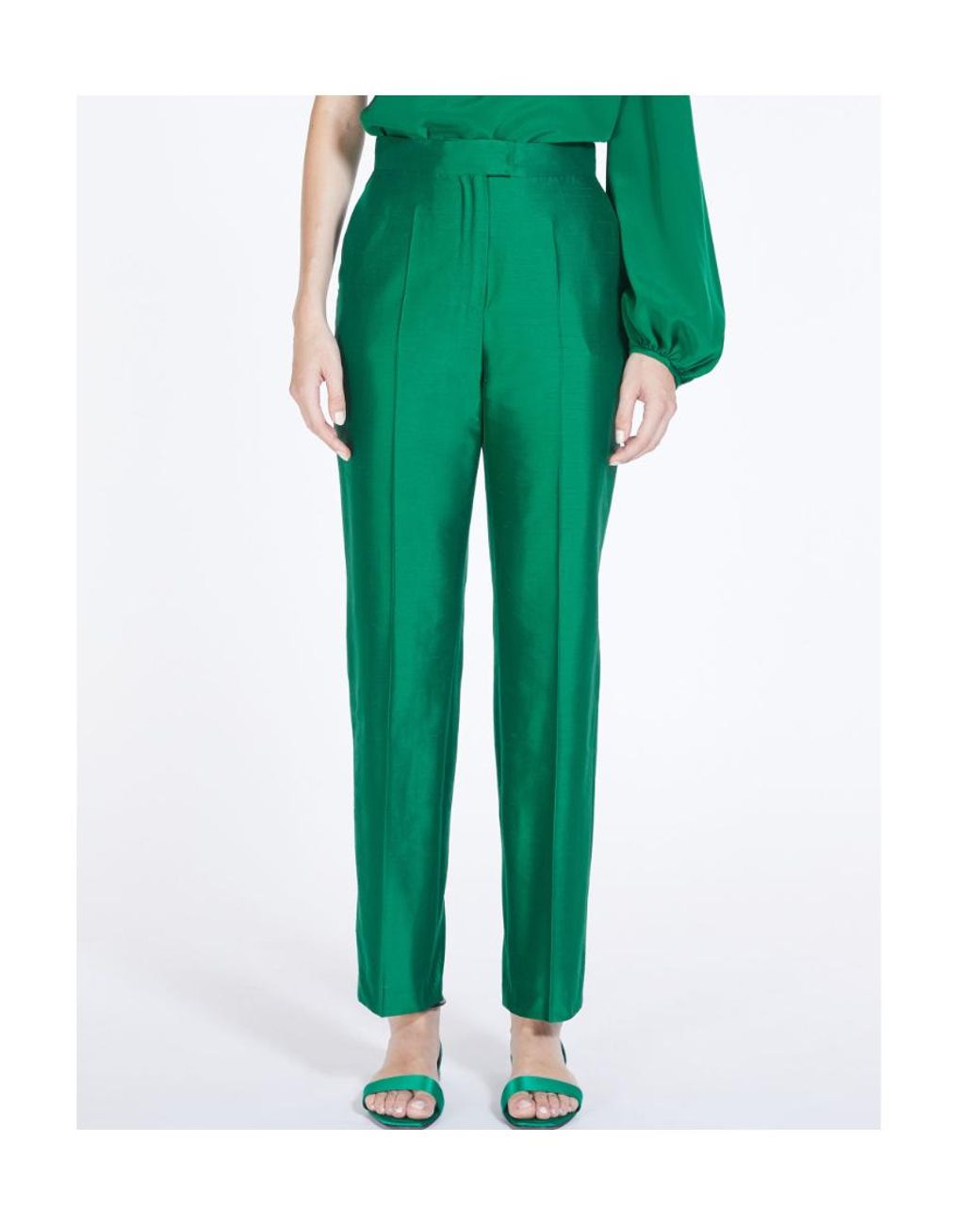 Max Mara Green Ankle-Length Casual Pants