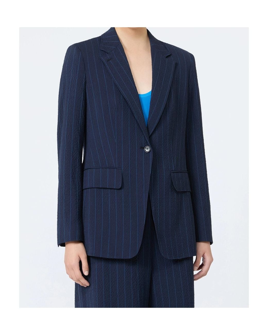 Max Mara Blue Long-Sleeved Suit Jacket