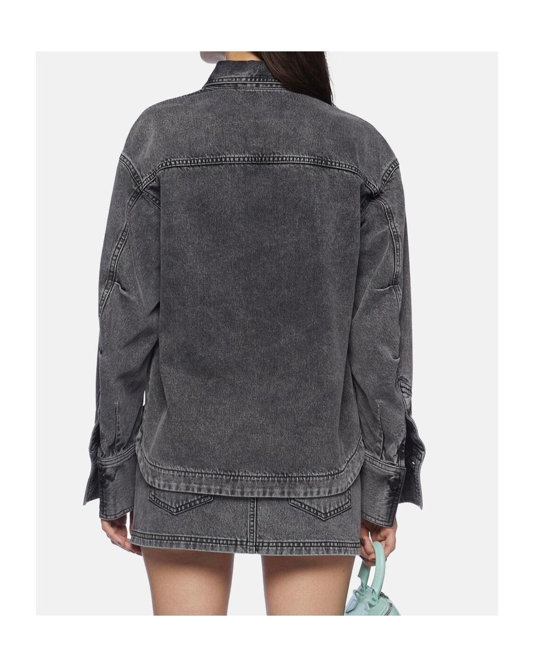 The Attico Gray The Eliza Shaped Split Denim Shirt