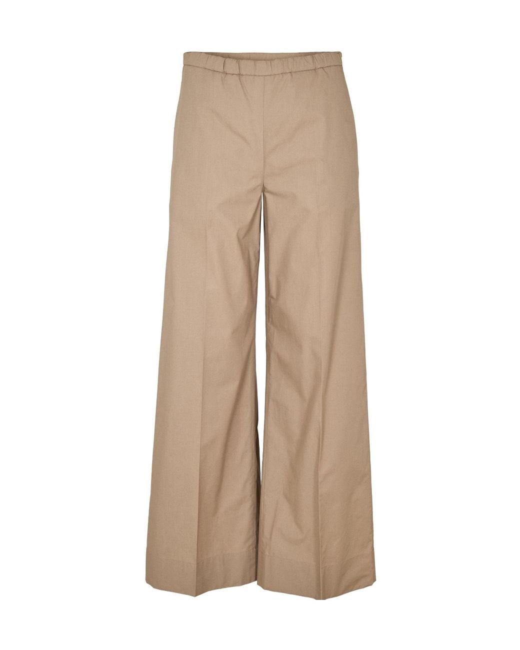 Moncler Natural Elastic Waist Wide-Leg Trousers