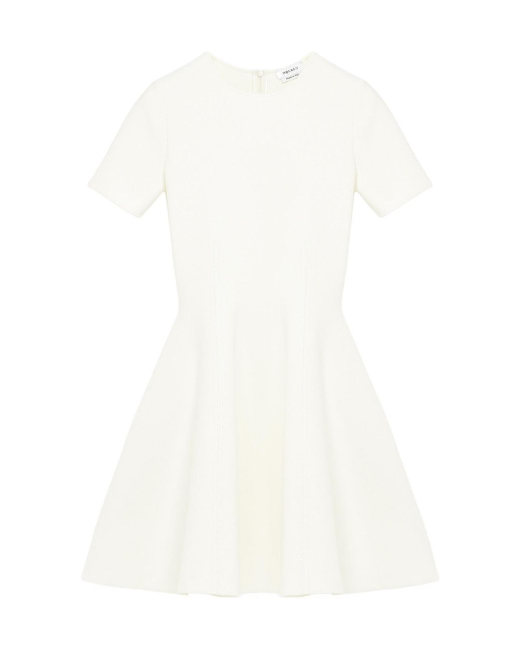 McQueen White Short-Sleeve Mini Dress