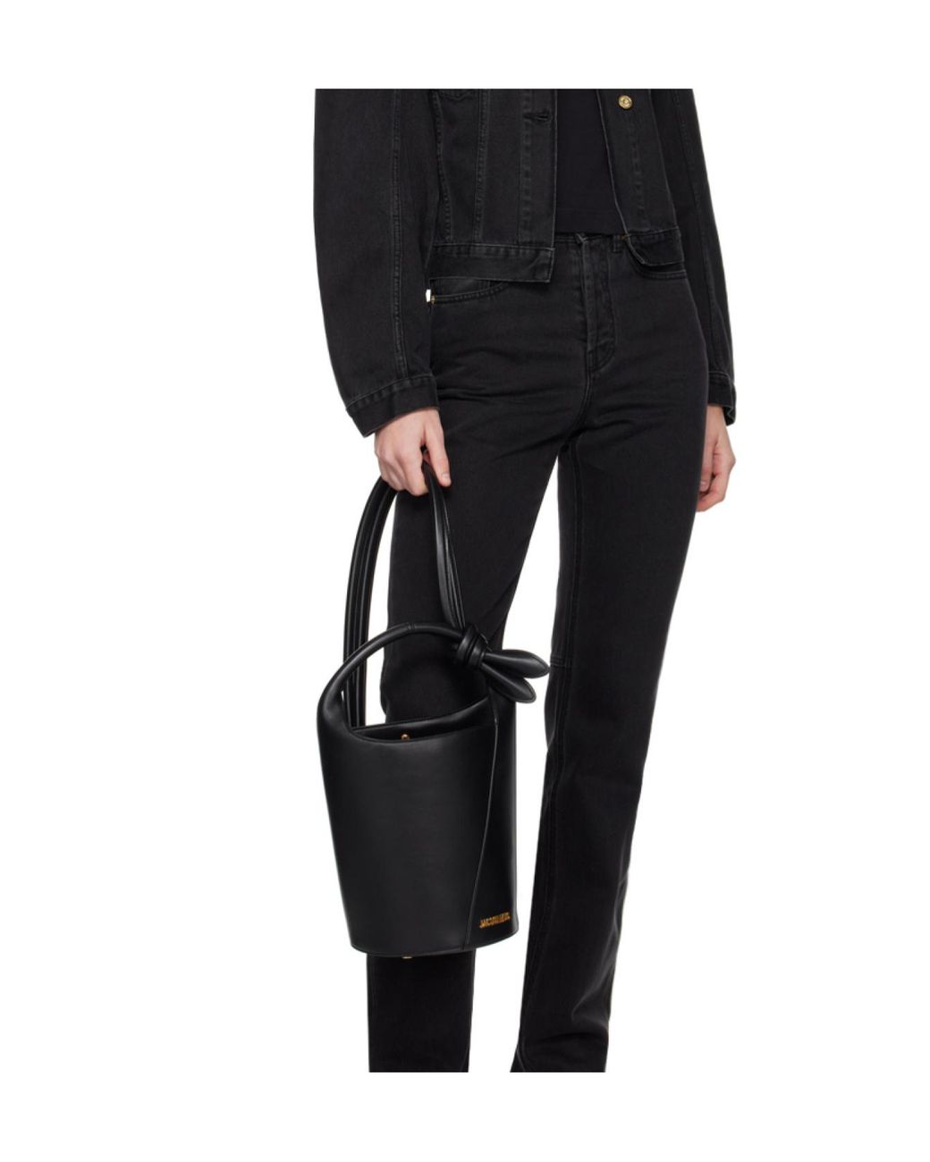 Jacquemus Black Le Petit Tourni Logo Plaque Bucket Bag