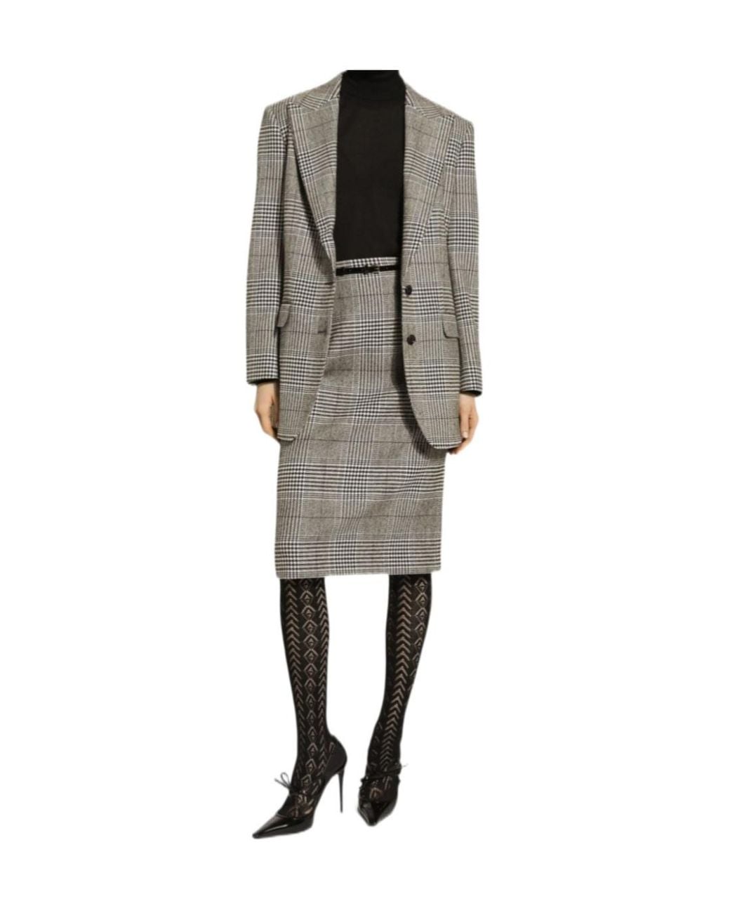 Dolce & Gabbana Gray Long-Sleeved Checked Jacket