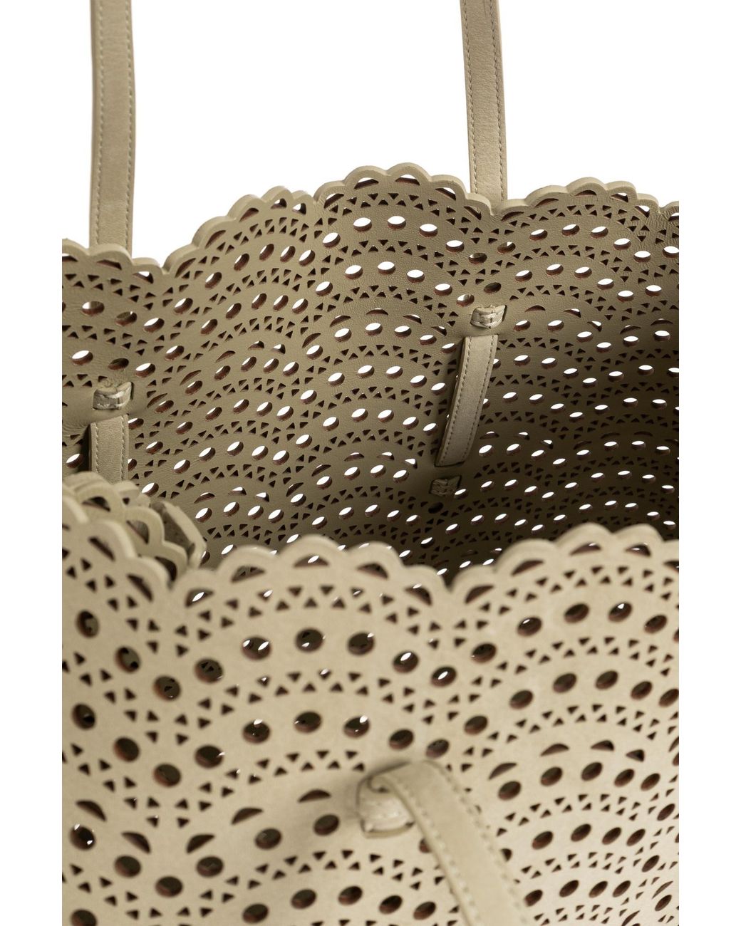 Alaïa Natural Alaïa Mina 37 Laser-Cut Tote Bag