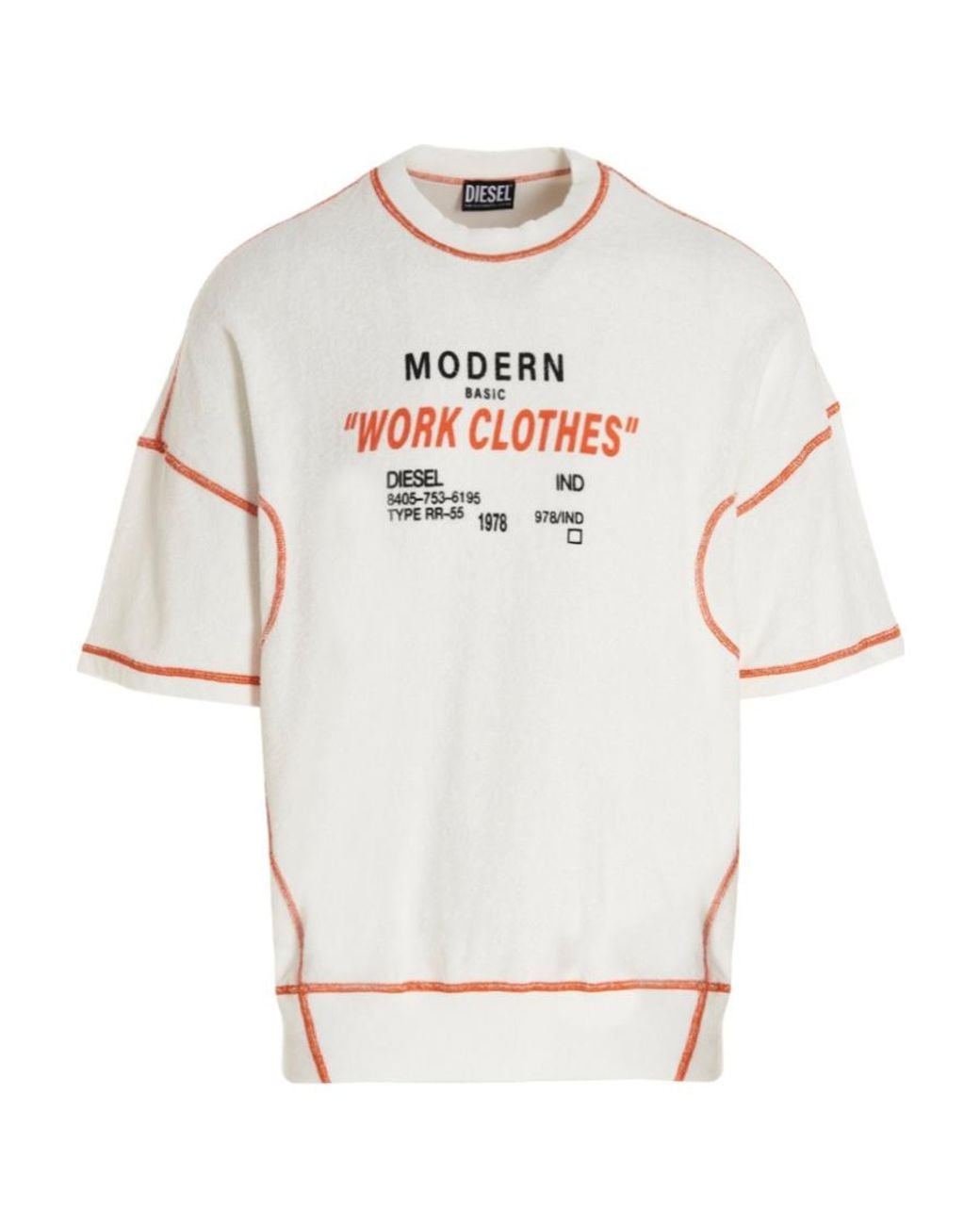 DIESEL Gray Slogan-Print Short-Sleeved T-Shirt for men