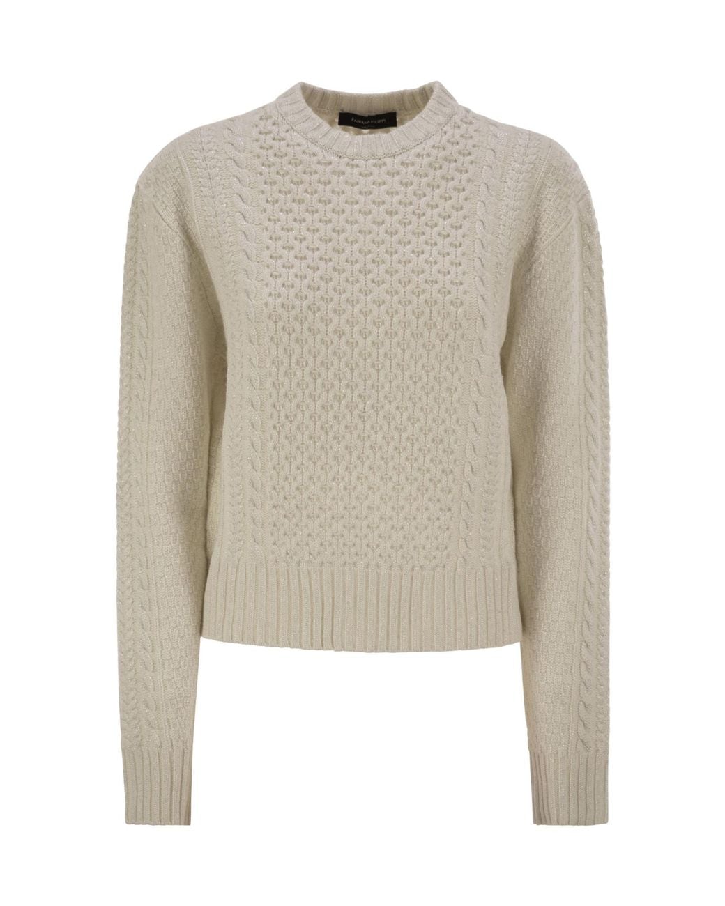 Fabiana Filippi Natural Cable-Knit Embellished Jumper