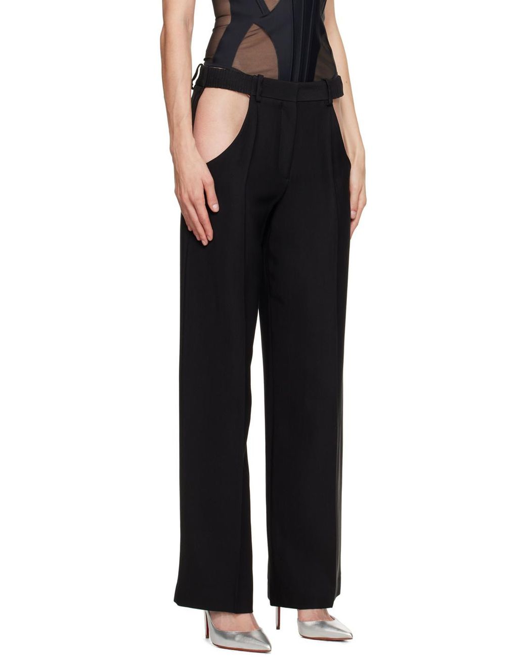 Mugler Black ミュグレー カットアウト トラウザーズ