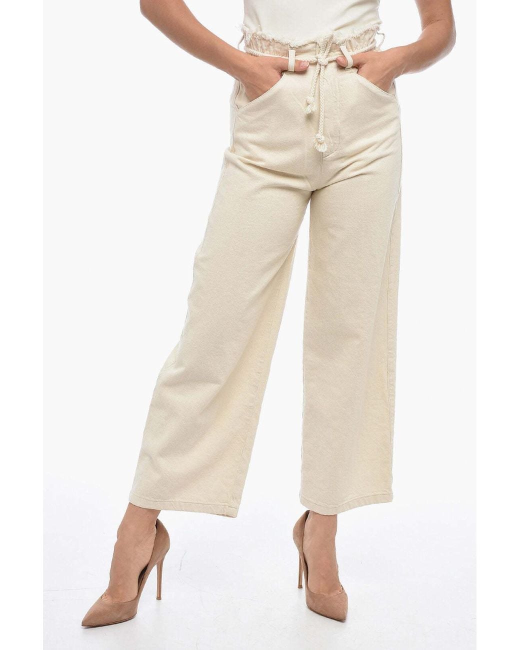 Color World Wide Sign Two Women In The World Gioia Frayed-Edge Jeans in Natural | Lyst