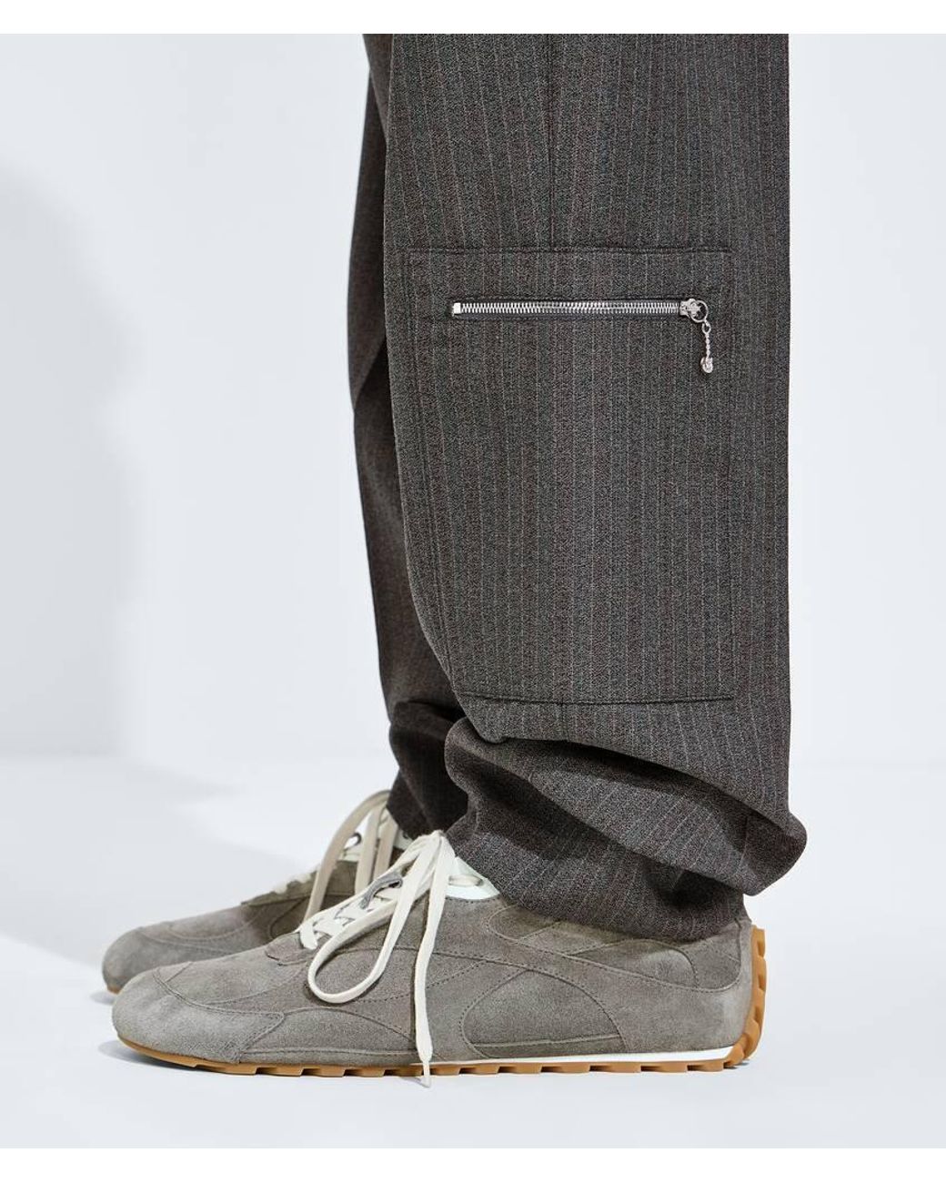 Bottega Veneta Gray Panelled Low-Top Sneakers for men