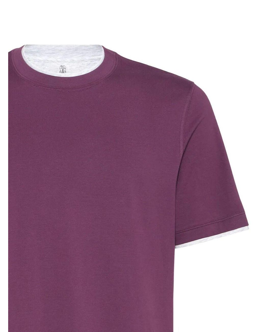 Brunello Cucinelli Purple Layered-Effect Crewneck T-Shirt for men