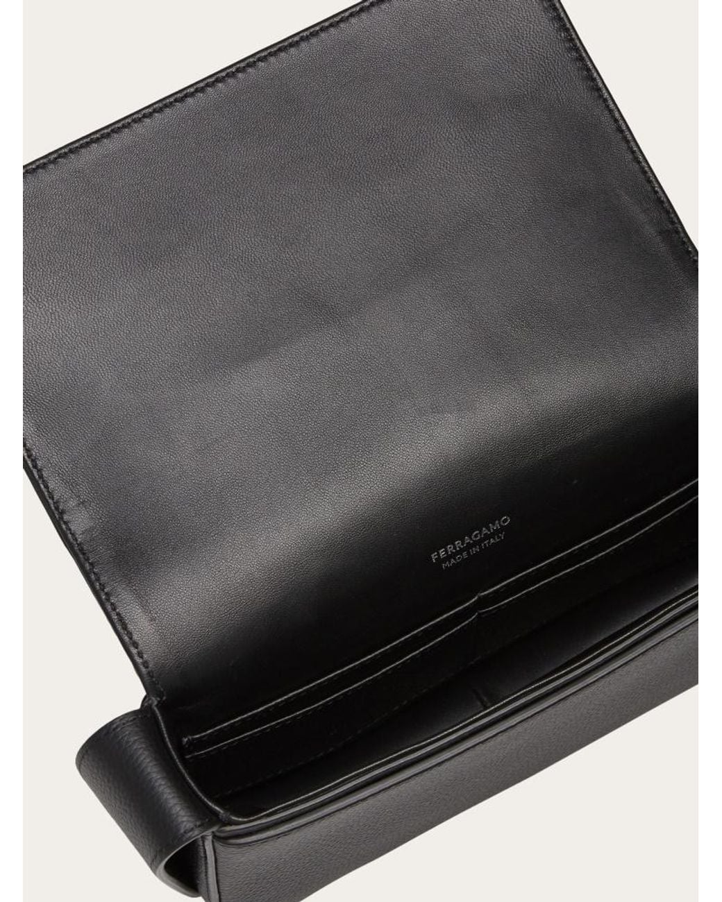 Ferragamo Black Gancini-Buckle Foldover Top Messenger Bag for men