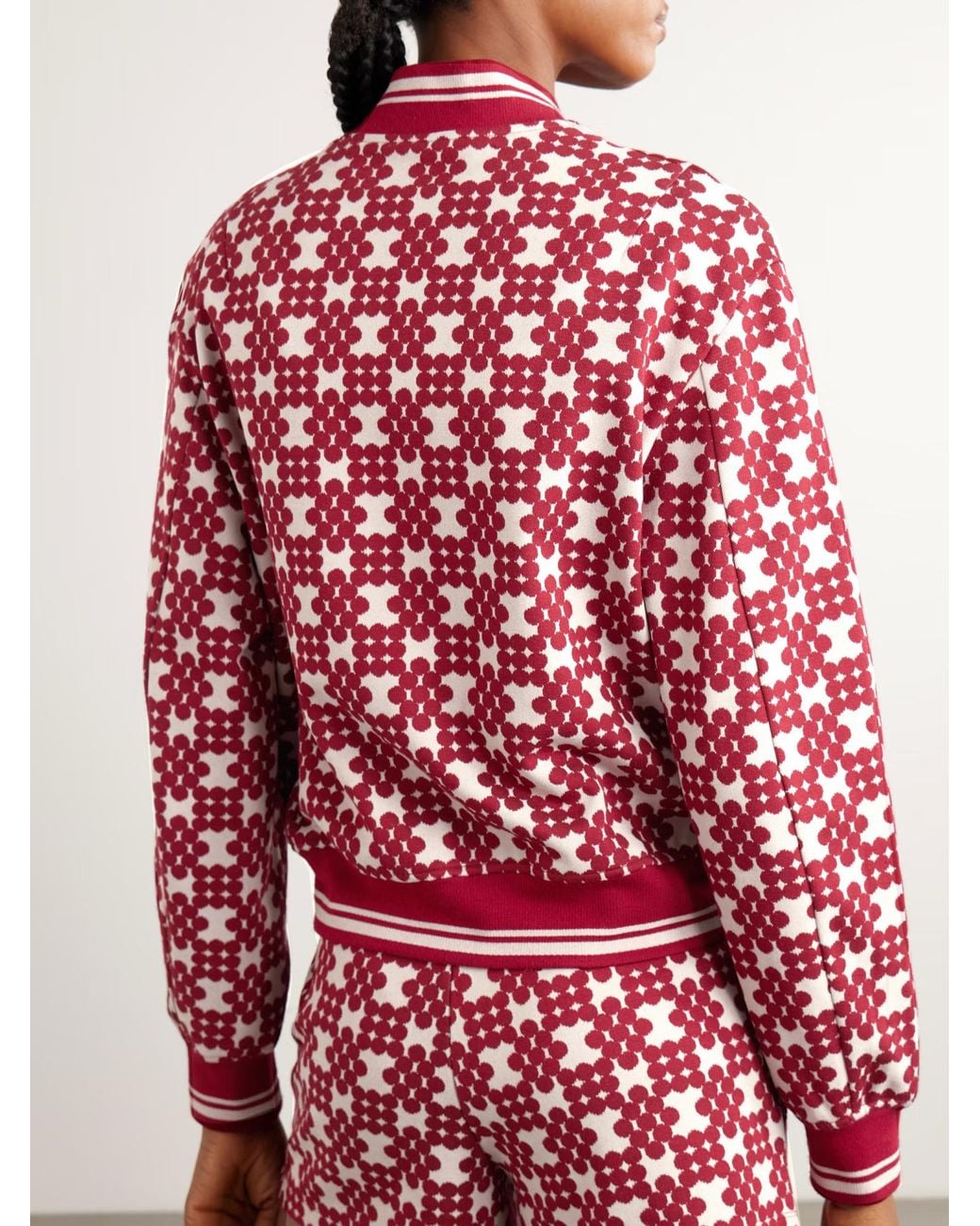 Dries Van Noten Red Jacquard Knit Sports Jacket