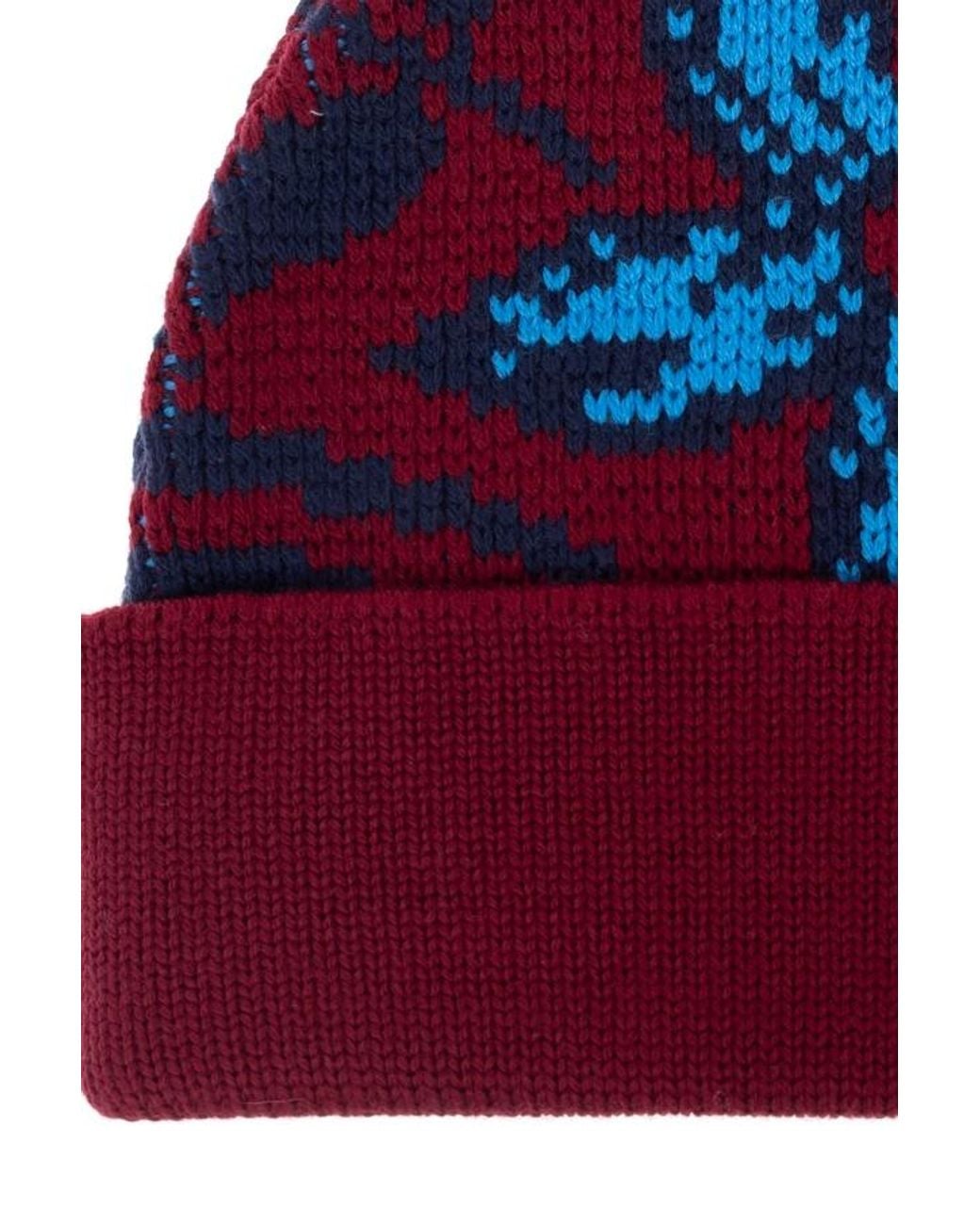 Etro Red Turn-Up Hem Knitted Beanie