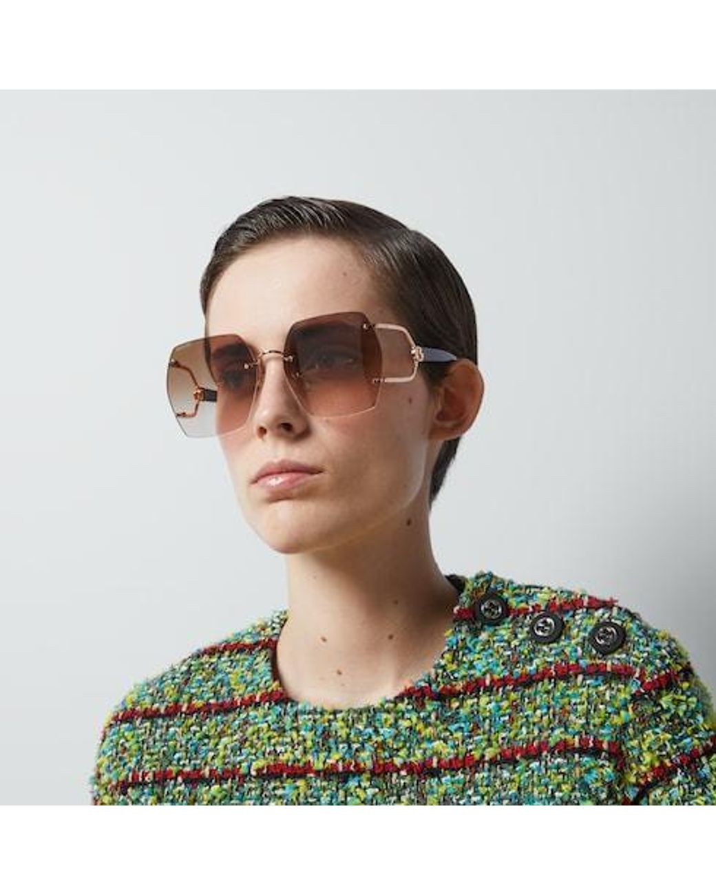 Gucci Brown Eyewear Geometric Frame Sunglasses