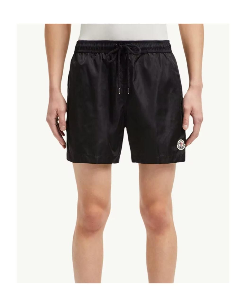 Moncler Black Logo Patch Drawstring Swim Shorts for men