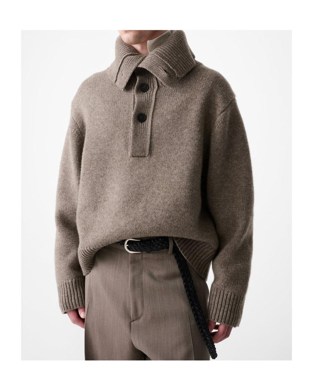 Studio Nicholson Gray Orenas Ribbed Collar Knitted Sweater for men
