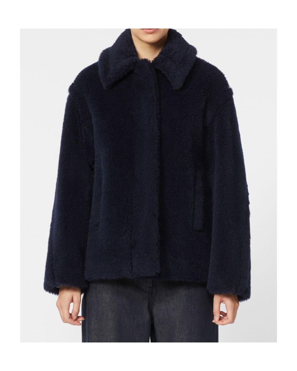 Max Mara Blue Fuggito Button-Up Coat