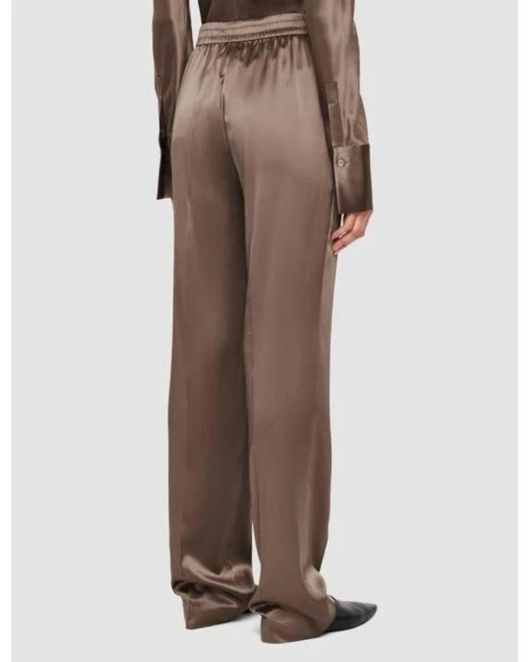 Joseph Natural Tova Silk-Satin Straight-Leg Pants