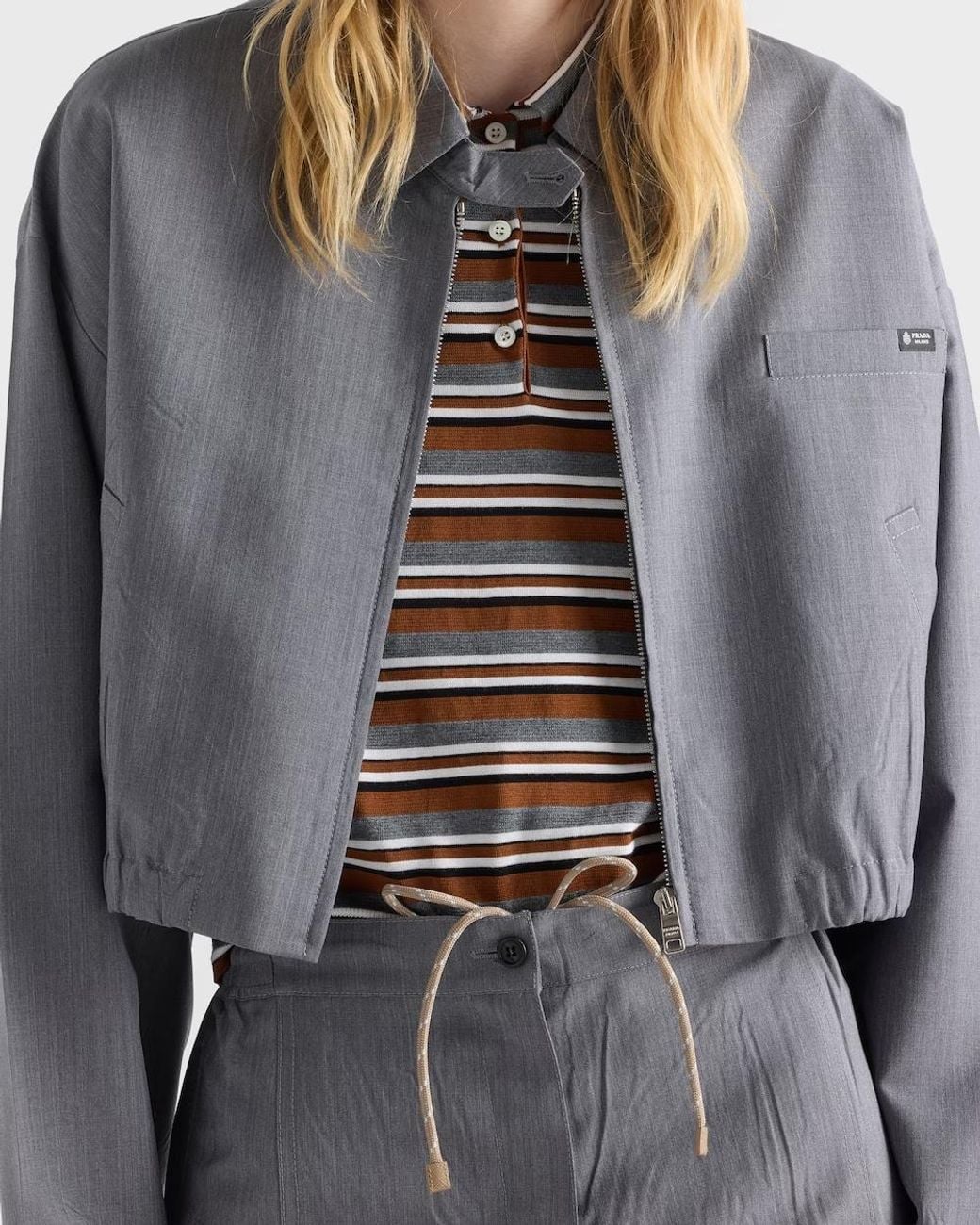Prada Brown Short-Sleeved Striped Cotton Polo Shirt