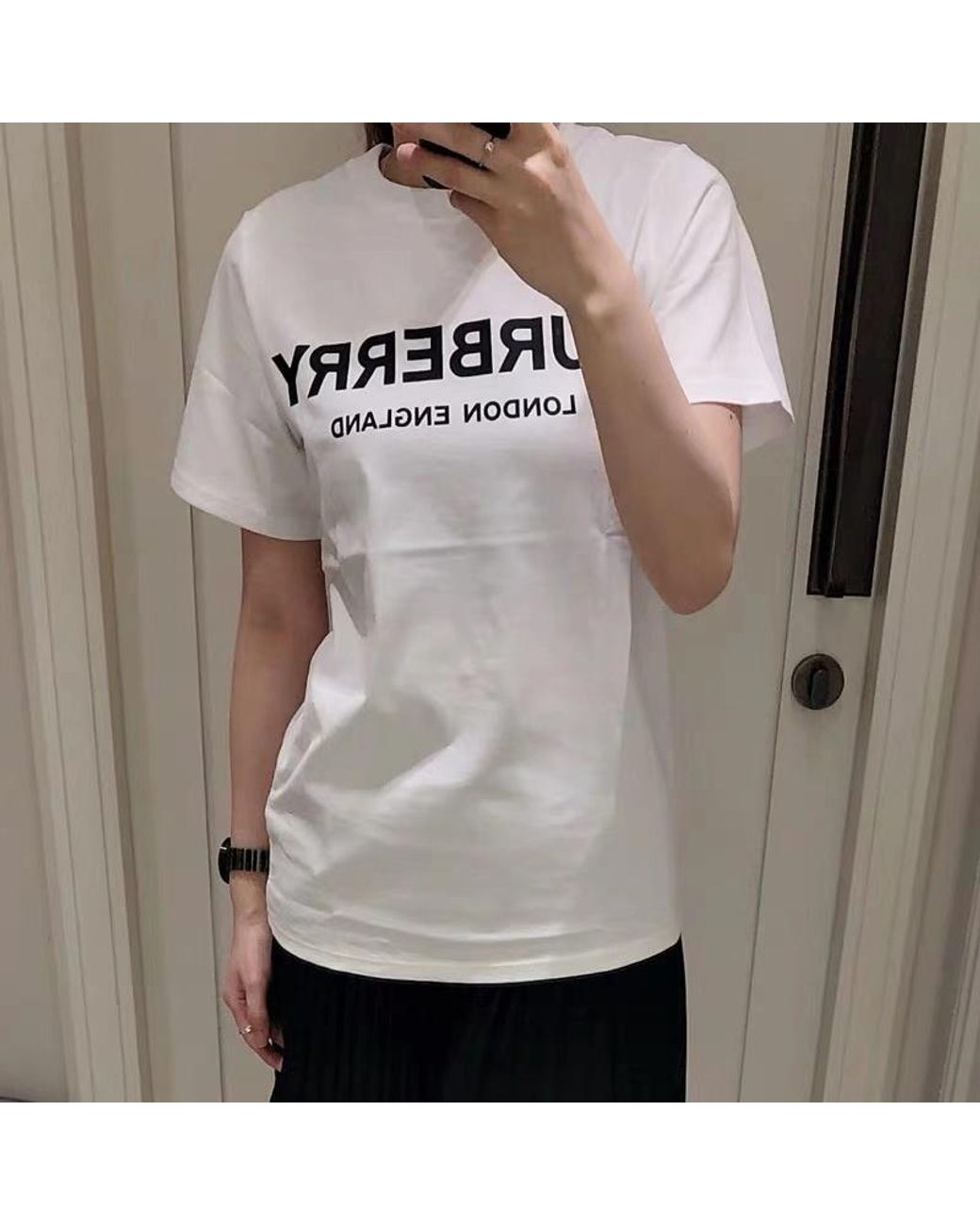 Burberry White Logo Print Crewneck T-Shirt for men