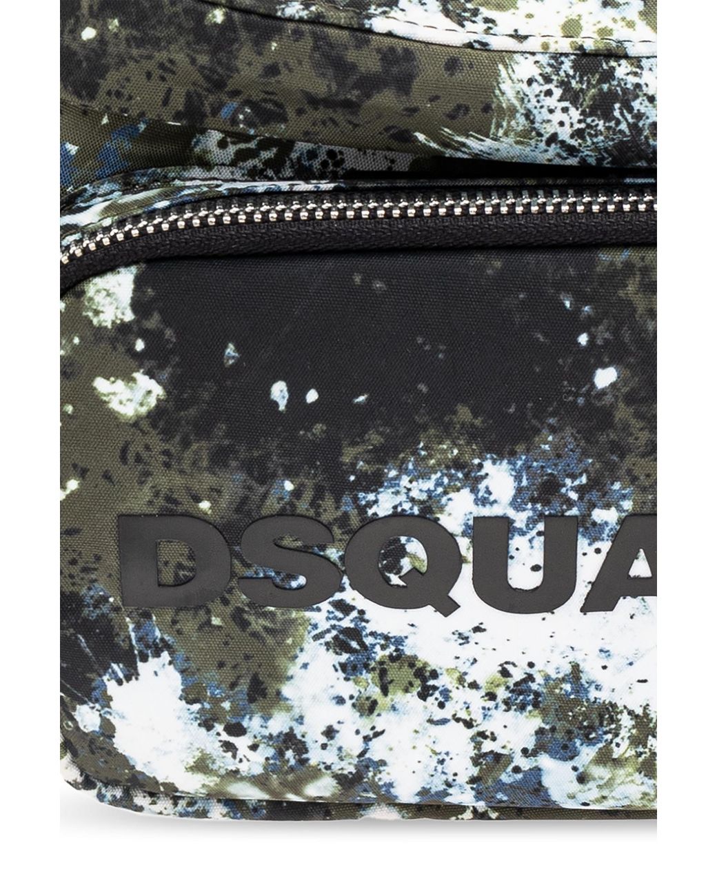 DSquared² Green Splatter-Print Zipped Shoulder Bag for men